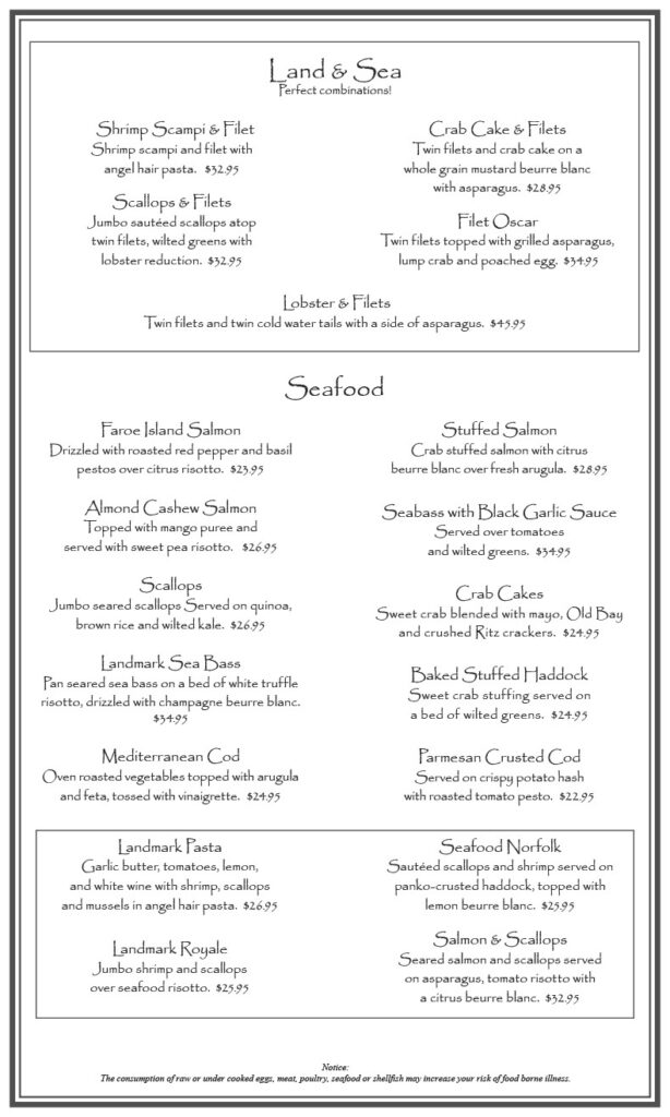 MENU – Landmark Restaurant | Jamestown New York Fine Dining